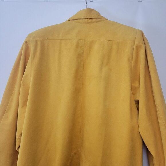 80s Retro Yellow Faux Suede Coat - Picture 13 of 16